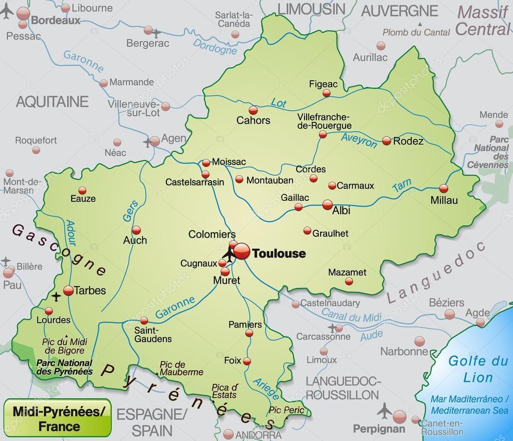 Tulūzos regione žemėlapis