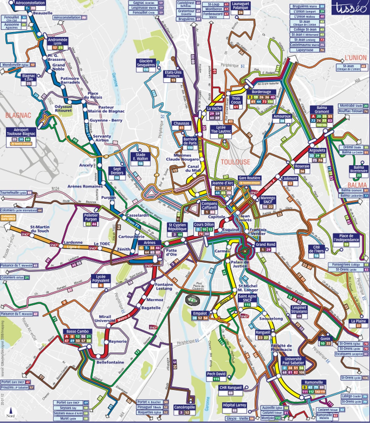 Tulūza autobusų maršruto žemėlapį