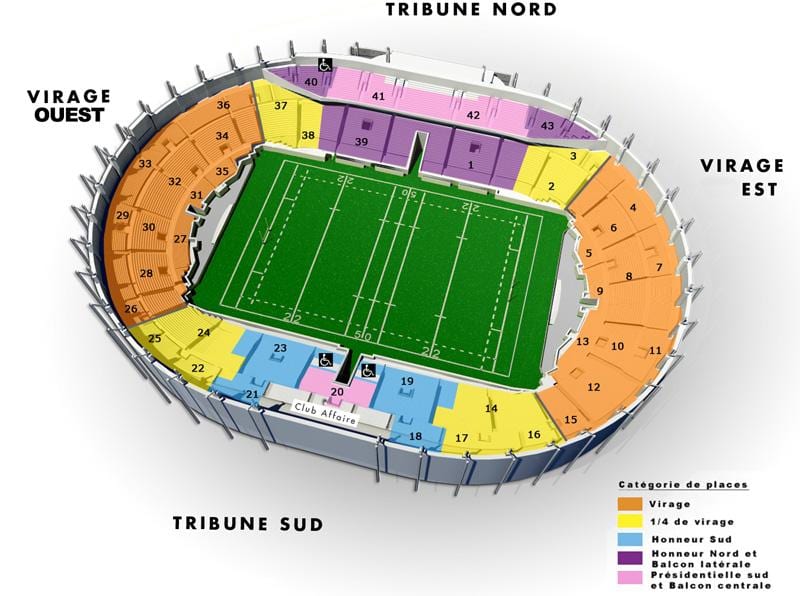 žemėlapis Tulūza stadionas