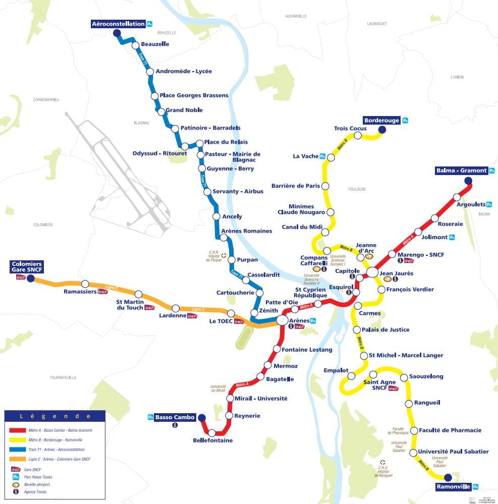 žemėlapis Tulūza tramvajų