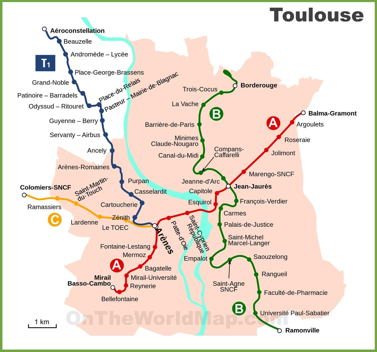 Tulūzos metro žemėlapis